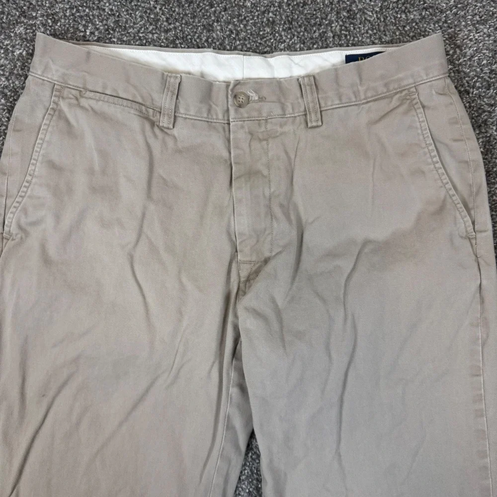 Polo Ralph Lauren Mens Khaki Chino Pants 32x32 Tan Cotton Straight Leg Trousers